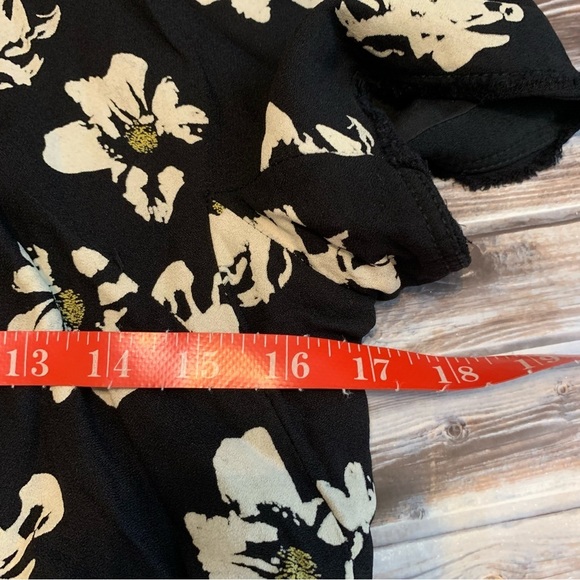 Proenza Schouler Short Sleeve Floral Printed Raw Hem Mini Dress Black Sz 6 - Picture 12 of 13